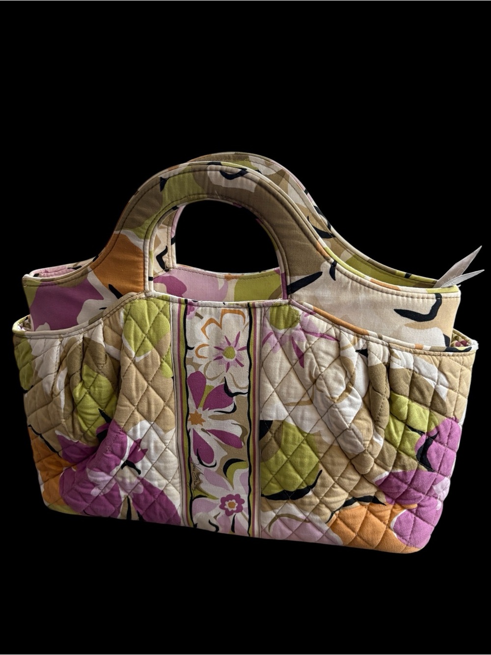 Vera Bradley Quilted Floral Tote in Pink, Green, Tan
